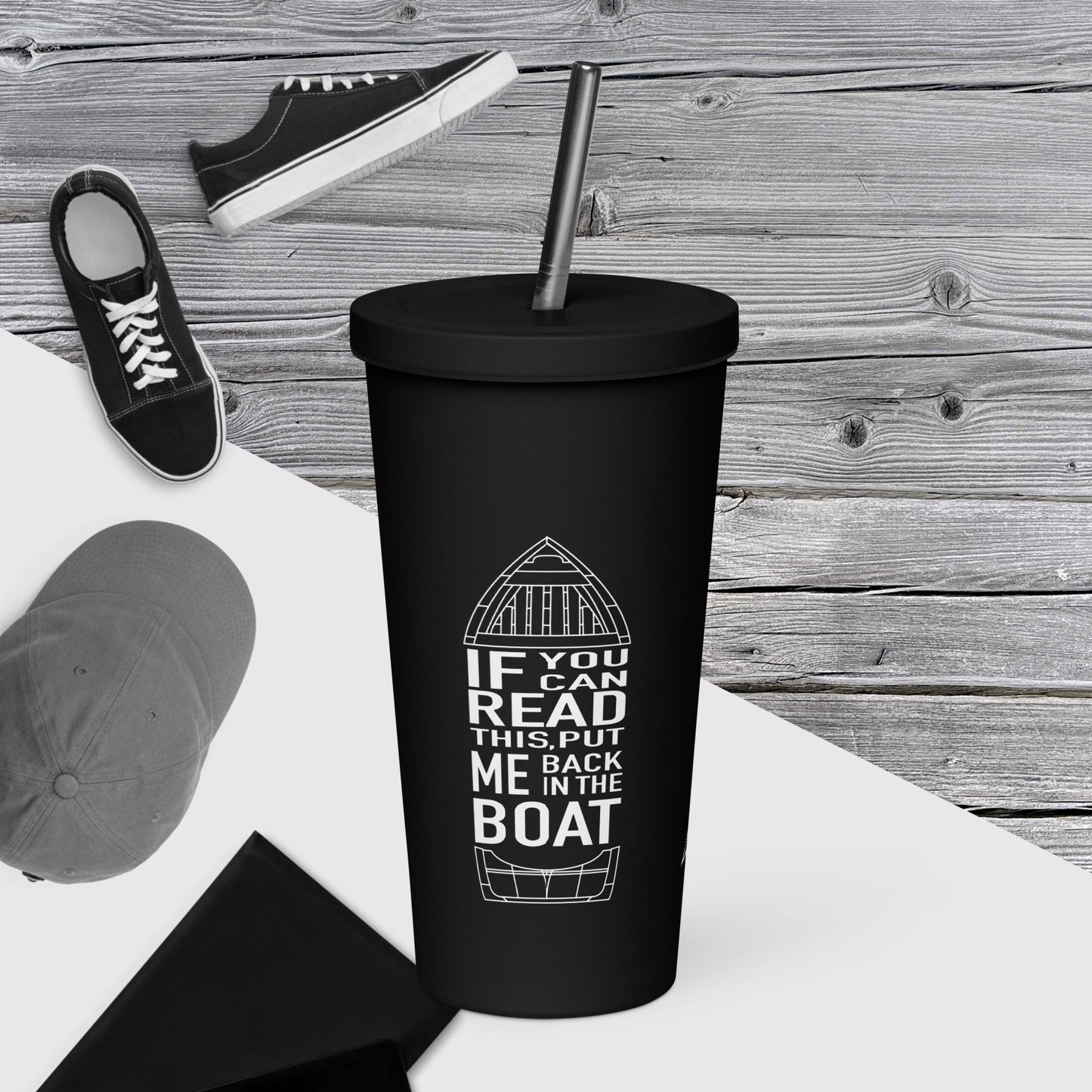 Put Me Back in the Boat | Insulated tumbler with a straw
