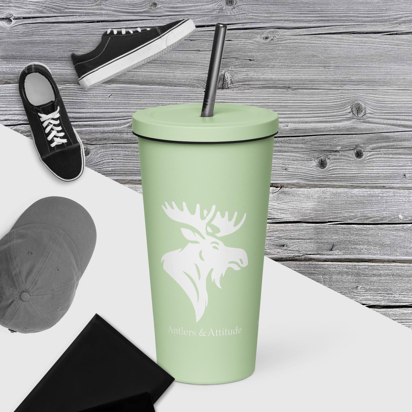 Antlers & Attitude | Insulated tumbler with a straw