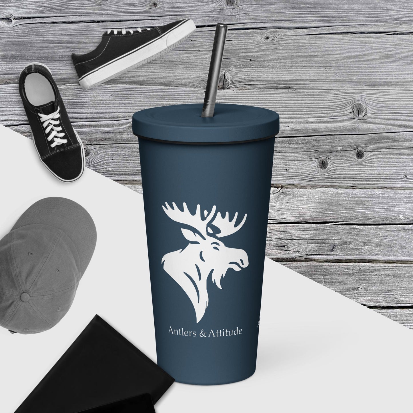 Antlers & Attitude | Insulated tumbler with a straw