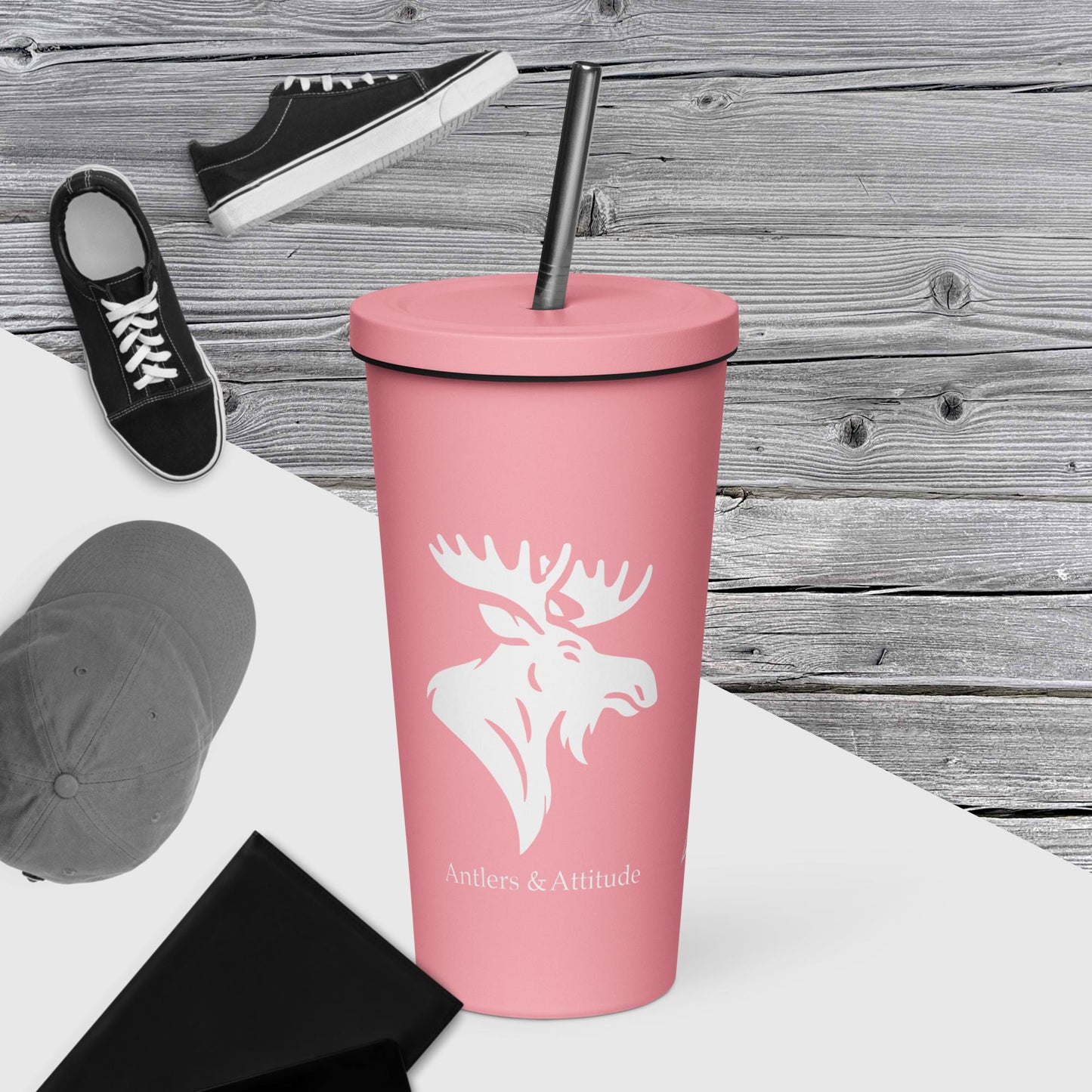 Antlers & Attitude | Insulated tumbler with a straw